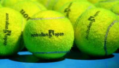 Bolas de t&ecirc;nis do Aberto da Austr&aacute;lia s&atilde;o vistos em Melbourne, no dia 16 de janeiro de 2016