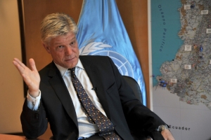O representante da ONU na Col&ocirc;mbia, Fabrizio Hochschild, durante entrevista &agrave; AFP, em Bogot&aacute;, no dia 24 de fevereiro de 2016