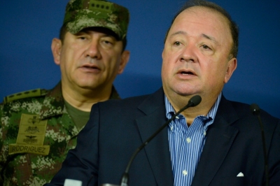 O ministro da Defesa, Luis Carlos Villegas, participa de coletiva de imprensa, em Bogot&aacute;, no dia 1&ordm; de abril de 2016