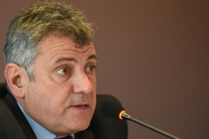 O paraguaio Juan &Aacute;ngel Napout, ex-vice-presidente da Confedera&ccedil;&atilde;o Sul-Americana de Futebol (Conmebol) e vice-presidente da Fifa, em Assun&ccedil;&atilde;o, no dia 11 de dezembro de 2015