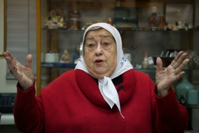 A presidente da associa&ccedil;&atilde;o M&atilde;es da Pra&ccedil;a de Maio, Hebe de Bonafini, em Buenos Aires, no dia 18 de maio de 2016