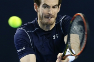 Andy Murray em a&ccedil;&atilde;o contra Nishikori, em 6 de mar&ccedil;o, em Birmingham
