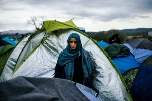 Acampamento improvisado perto do vilarejo grego de Idomeni, fronteira com a Maced&ocirc;nia