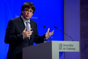 O presidente catal&atilde;o, Carles Puigdemont, em Barcelona, no dia 19 de abril de 2016