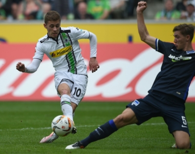 Hazard fez dois dos cinco gols do Borussia, em 3 de abril, em Moenchengladbach