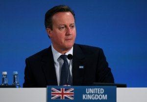 O primeiro-ministro brit&acirc;nico, David Cameron, durante confer&ecirc;ncia de Londres, no dia 4 de fevereiro de 2016