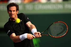 Andy Murray em a&ccedil;&atilde;o durante partida contra Grigor Dimitrov, em Miami, no dia 28 de mar&ccedil;o de 2016