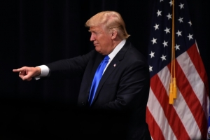 O pr&eacute;-candidato republicano, Donald Trump, em Bridgeport, no dia 23 de abril de 2016