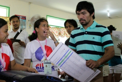 (9 mai) Pacquiao participa das elei&ccedil;&otilde;es, em Kiamba