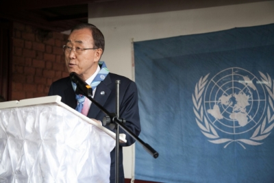O secret&aacute;rio-geral da ONU, Ban Ki-moon, participa de coletiva de imprensa, em Antananarivo, Madagascar, no dia 11 de maio de 2016