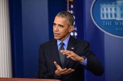 O presidente americano, Barack Obama, participa de coletiva de imprensa, em Washington, DC, no dia 18 de dezembro de 2015