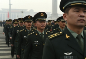 Militares chineses, em Pequim, no dia 4 de mar&ccedil;o de 2016