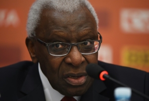O ex-presidente da IAAF Lamine Diack, em Pequim, no dia 20 de agosto de 2015