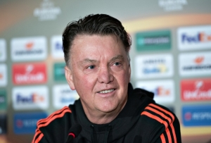 O t&eacute;cnico do Manchester United, Louis Van Gaal, em Herning, no dia 17 de fevereiro de 2016