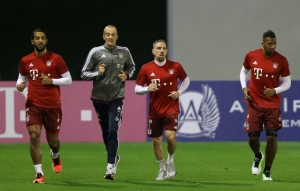 Rib&eacute;ry treina com o Bayern, em 6 de janeiro, em Doha, no Catar