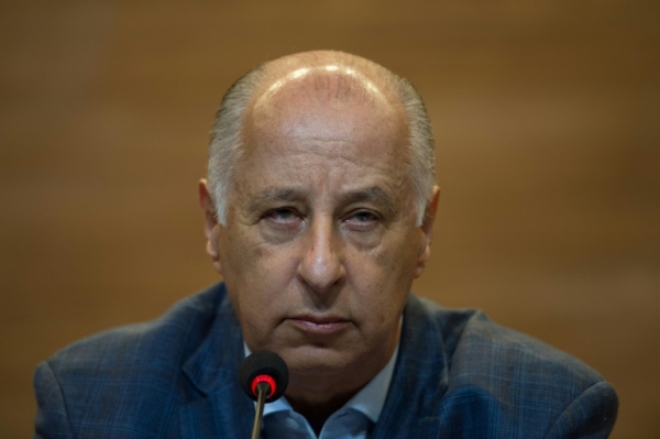 O presidente da Confedera&ccedil;&atilde;o Brasileira de Futebol, Marco Polo Del Nero, no Rio de Janeiro, no dia 29 de maio de 2015