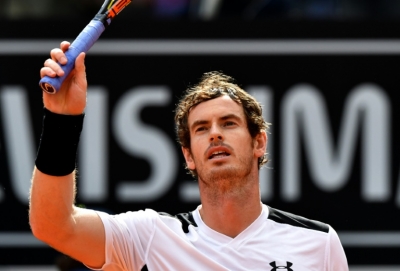 Andy Murray comemora vit&oacute;ria sobre Lucas Pouille, em Roma, no dia 14 de maio de 2016