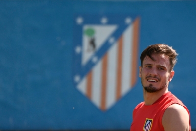 Sa&uacute;l treina com o Atl&eacute;tico, em 21 de maio, em Madri