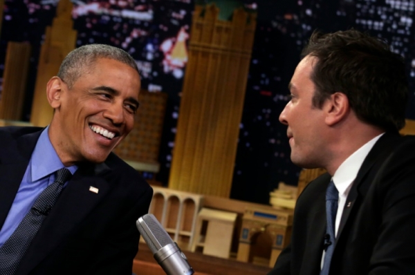 O presidente Barack Obama durante entrevista ao apresentador Jimmy Fallon do programa "Tonight Show with Jimmy Fallon", do canal NBC