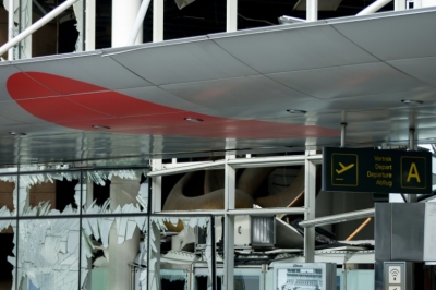 &Aacute;rea atingida no aeroporto de Bruxelas no atentado de 22 de mar&ccedil;o