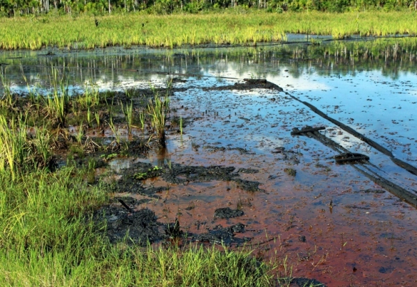 (Arquivo) Vazamento em &aacute;rea do rio Maranon, na Amaz&ocirc;nia peruana