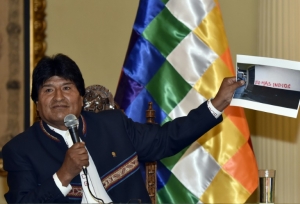 O presidente boliviano, Evo Morales, participa de coletiva de imprensa, em La Paz, no dia 24 de fevereiro de 2016