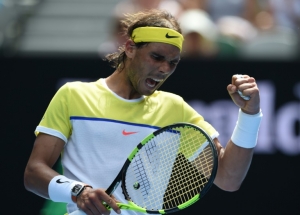 Rafael Nadal em partida contra Fernando Verdasco em 19 de janeiro de 2016 em Melbourne
