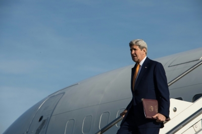 O secret&aacute;rio de Estado americano, John Kerry, chega a Roma, no dia 1&ordm; de fevereiro de 2016