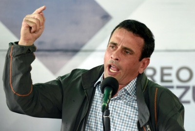 O l&iacute;der opositor venezuelano e ex-candidato presidencial Henrique Capriles, em Caracas, no dia 17 de fevereiro de 2016