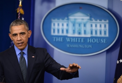 O presidente americano, Barack Obama, participa de coletiva de imprensa, em Washington, DC, no dia 18 de dezembro de 2015