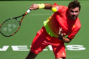 Stan Wawrinka em a&ccedil;&atilde;o durante partida contra David Goffin, em Indian Wells, no dia 16 de mar&ccedil;o de 2016