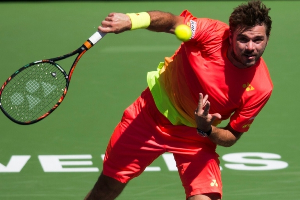 Stan Wawrinka em a&ccedil;&atilde;o durante partida contra David Goffin, em Indian Wells, no dia 16 de mar&ccedil;o de 2016