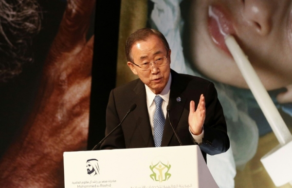 O secret&aacute;rio-geral da ONU, Ban Ki-moon, em Dubai, no dia 17 de janeiro de 2016