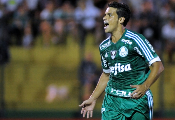 Jean comemora o primeiro gol do Palmeiras, em 16 de fevereiro, em Maldonado