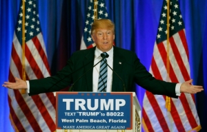 Donald Trump em coletiva de imprensa em West Palm Beach, Fl&oacute;rida, em 5 de mar&ccedil;o de 2016