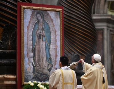 O papa Francisco durante missa dedicada &agrave; Virgem de Guadalupe