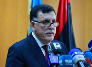 O chefe do governo de uni&atilde;o nacional, Fayez Al Sarraj, em Tr&iacute;poli, no dia 30 de mar&ccedil;o de 2016