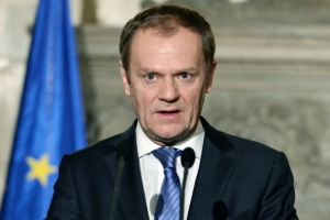 O presidente do Conselho Europeu, Donald Tusk, em Atenas, no dia 16 de fevereiro de 2016