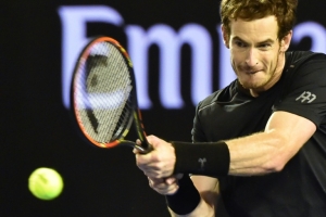 Andy Murray em a&ccedil;&atilde;o durante partida contra Novak Djokovic, em Melbourne, no dia 31 de janeiro de 2016