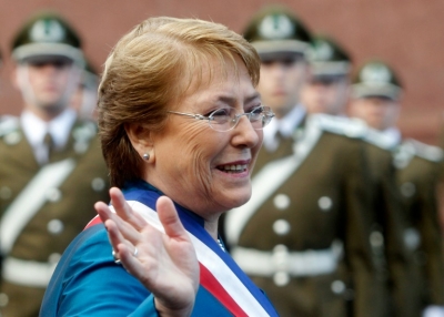 A presidente chilena, Michelle Bachelet, em Valpara&iacute;so, no dia 21 de maio de 2016