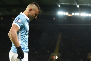 Sergio Ag&uuml;ero, do Manchester City, durante partida contra o Southampton, em Manchester, no dia 28 de novembro de 2015