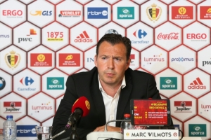 O t&eacute;cnico da B&eacute;lgica, Marc Wilmots, participa de coletiva de imprensa, em Bruxelas, no dia 12 de maio de 2016