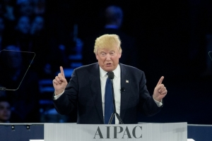 Donald Trump discursa na confer&ecirc;ncia do American Israel Public Affairs Committee em Washington, DC, em 21 de mar&ccedil;o