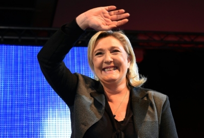 A presidente da FN, Marine Le Pen
