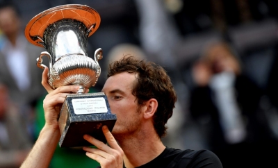 Andy Murray comemora vit&oacute;ria do torneio de Roma, no dia 15 de maio de 2016