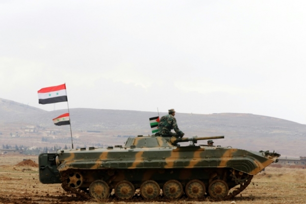 (22 fev) Volunt&aacute;rios participam de um treinamento militar conduzido pelo Ex&eacute;rcito s&iacute;rio a 50km de Damasco