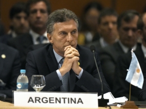 O presidente argentino, Mauricio Macri, durante c&uacute;pula do Mercosul, em Luque, no dia 21 de dezembro de 2015