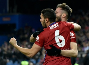 (Arquivo) Jogadores do Atl&eacute;tico de Madri comemoram durante partida contra a Real Sociedad, em Madri, no dia 1&ordm; de mar&ccedil;o de 2016