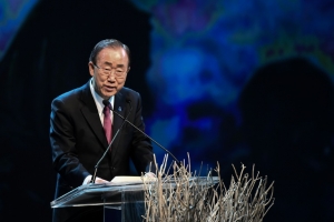 O secret&aacute;rio-geral da ONU, Ban Ki-moon, discursa na reuni&atilde;o em Istambul