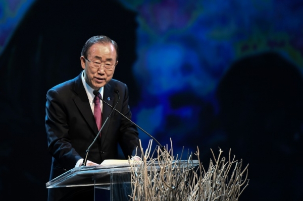 O secret&aacute;rio-geral da ONU, Ban Ki-moon, discursa na reuni&atilde;o em Istambul